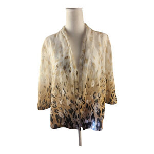 Alfred Dunner Animal Print Cardigan 3/4 Sleeve Women's PM